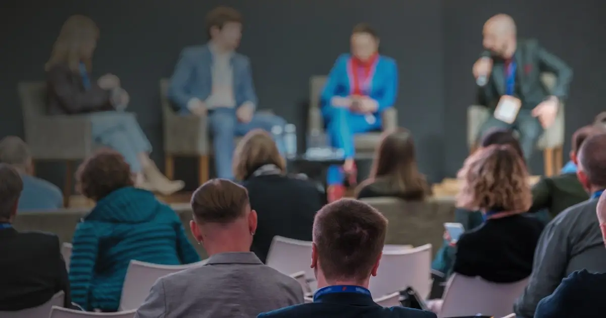 Panel discussion at a tech conference