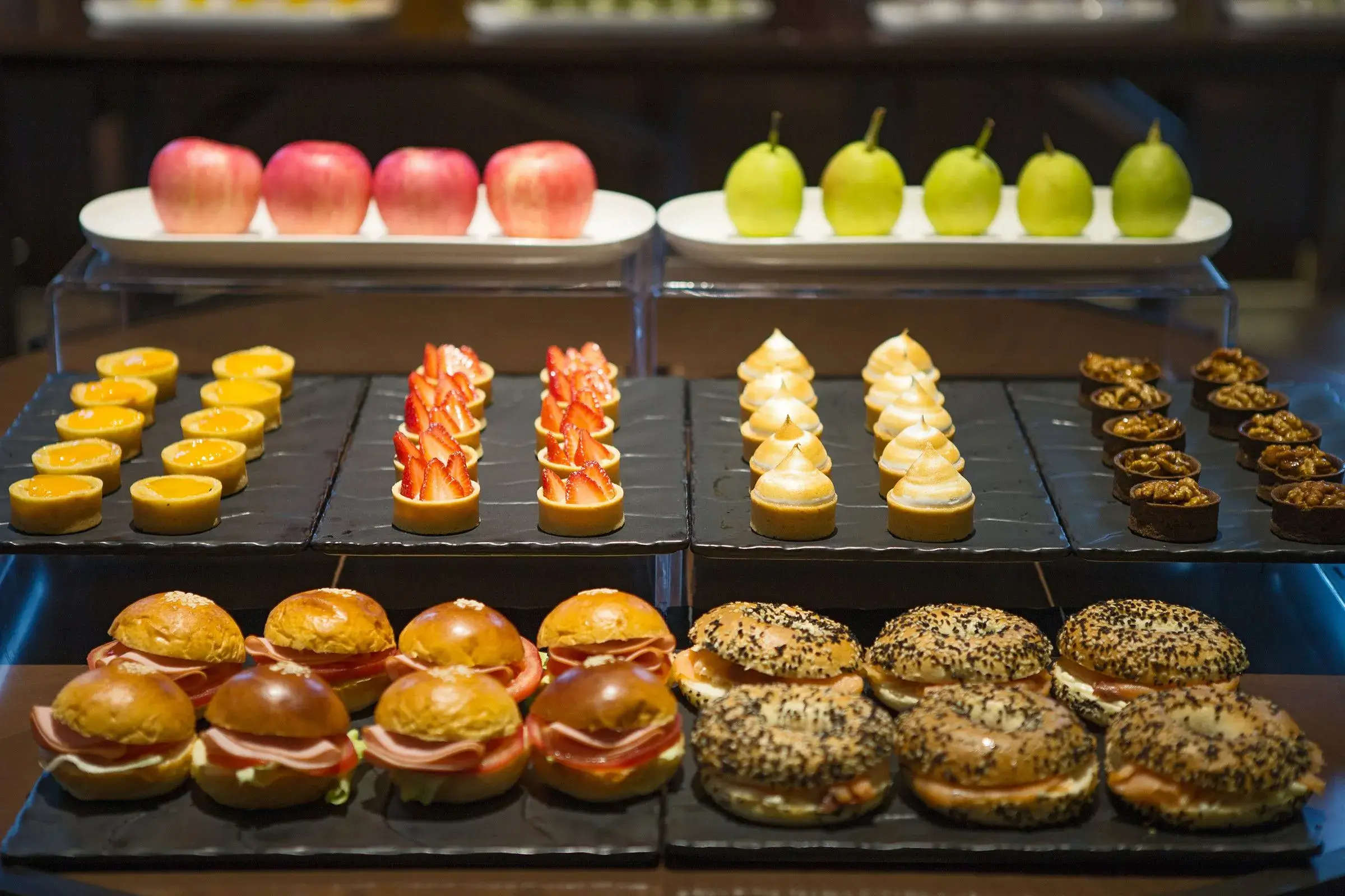 A sophisticated coffee break setup with pastries