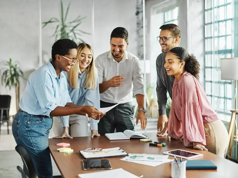 Event coordinator discussing plans with a client